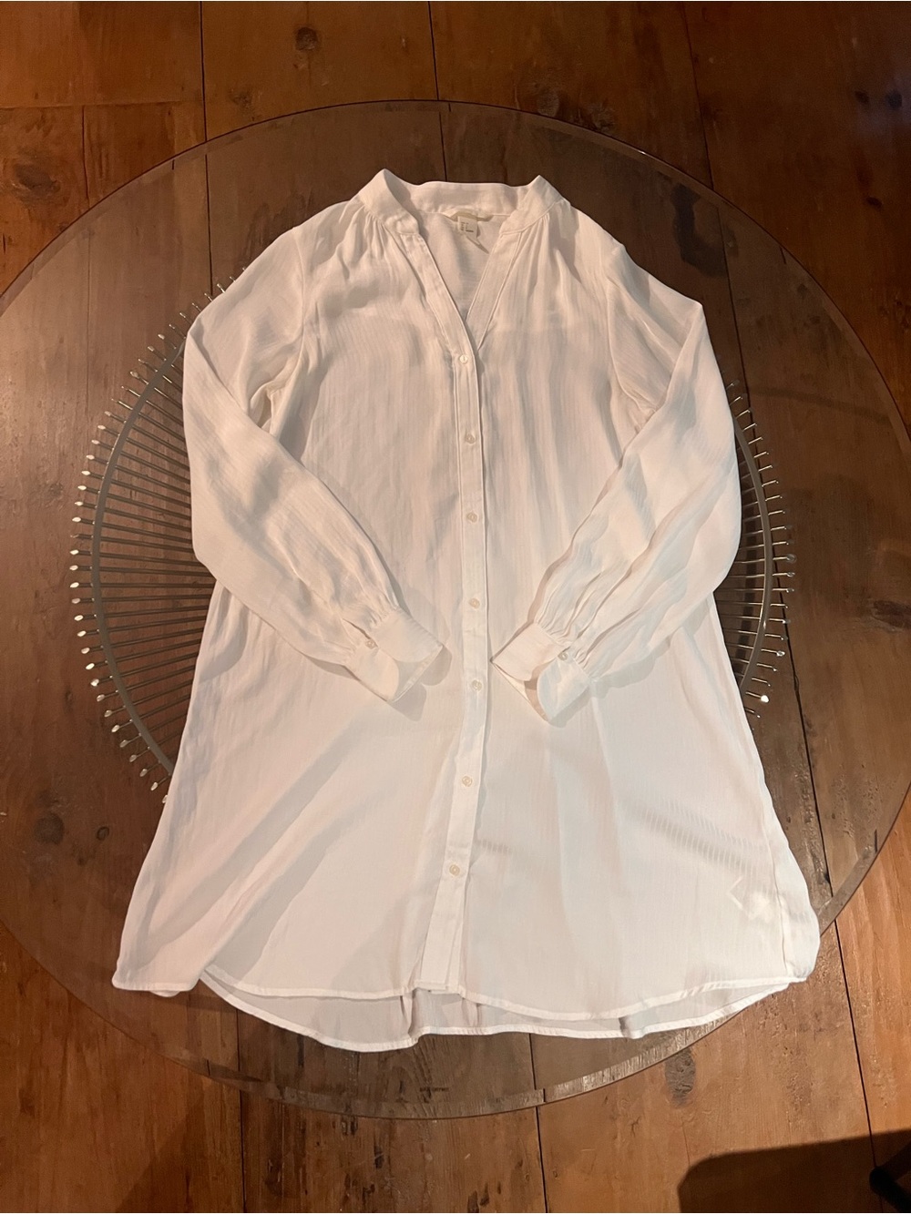 White Button-Front Long Shirt